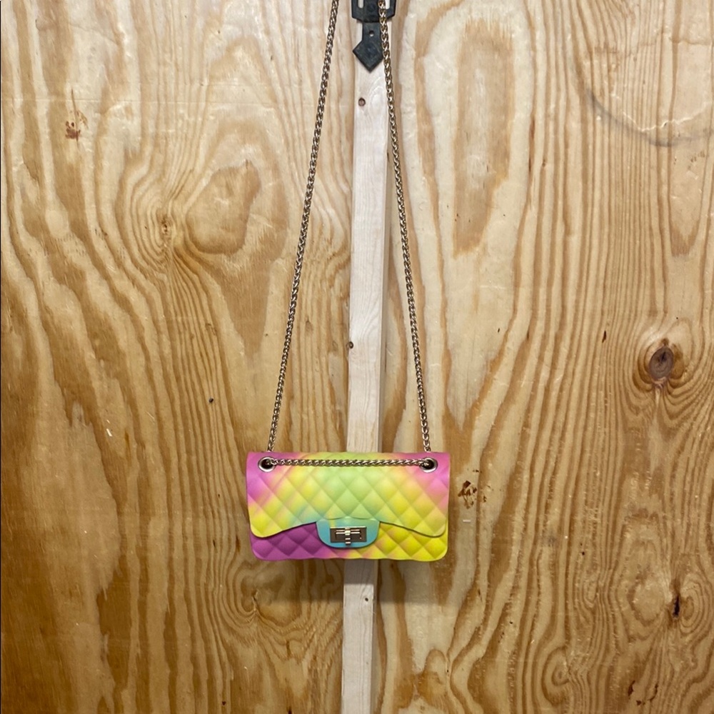Rainbow quilted silicone shoulder / crossbody bag